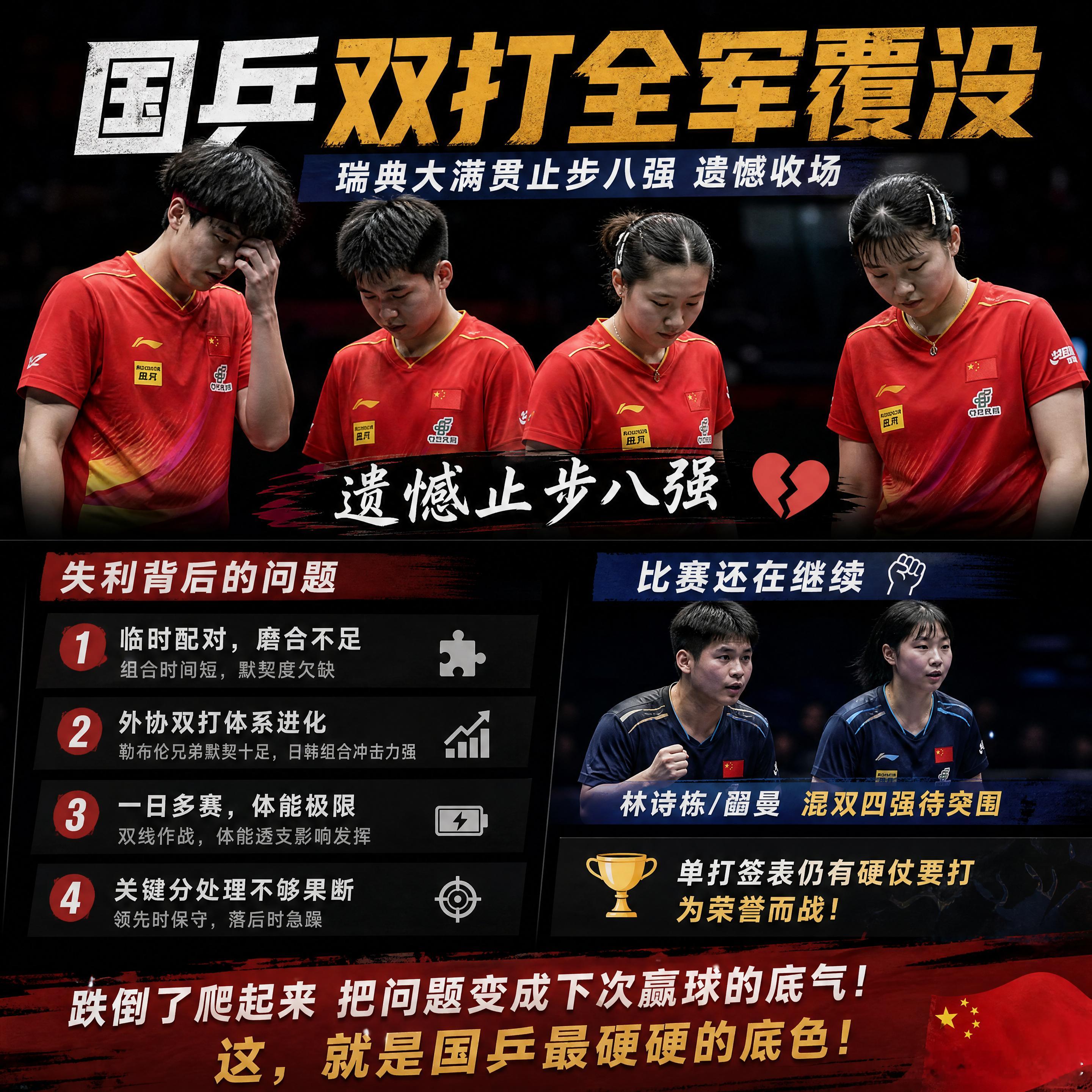 瑞典大满贯，国乒双打全线止步八强，这个结果确实让人意难平。💔 但比起单纯的指责