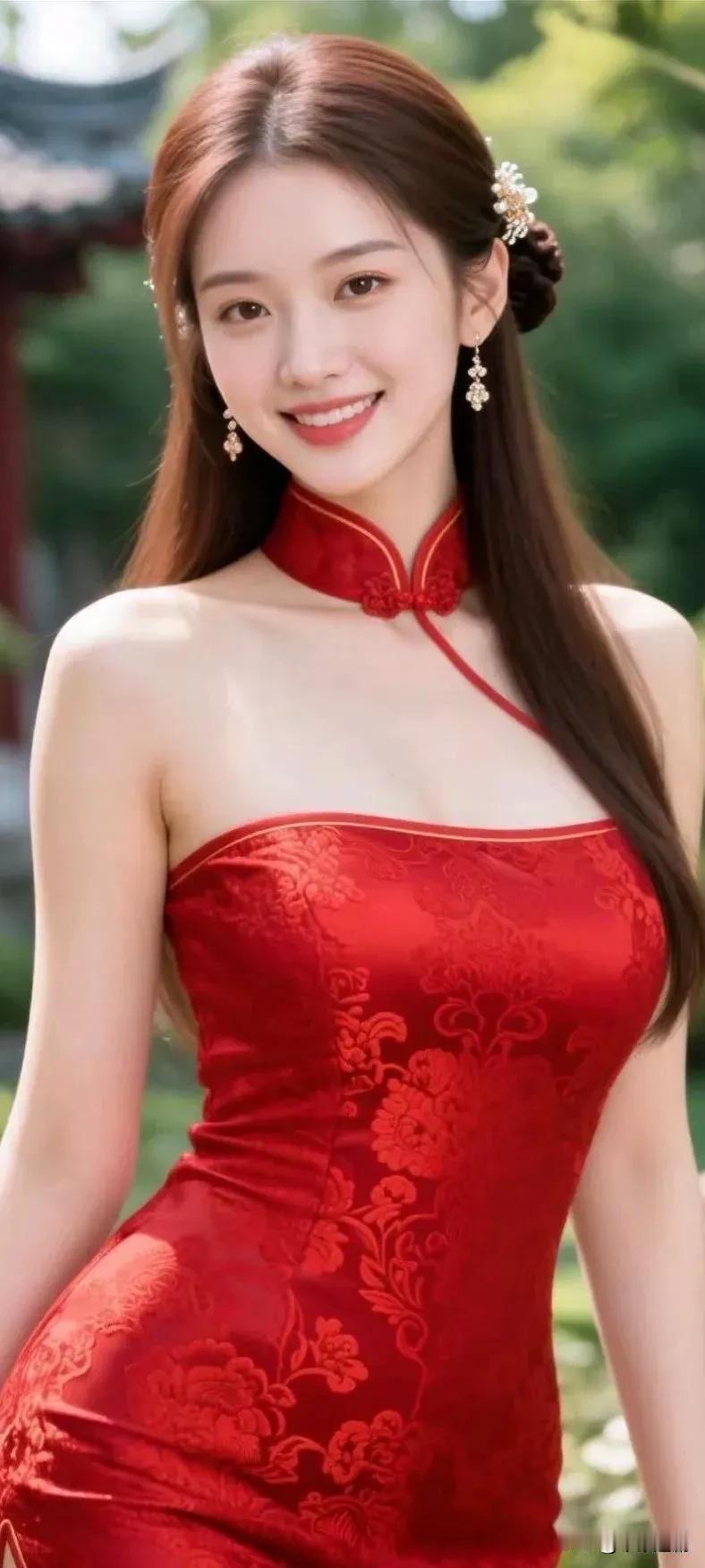 红锦织花，立领藏尽中式温柔，一笑眉目含春风