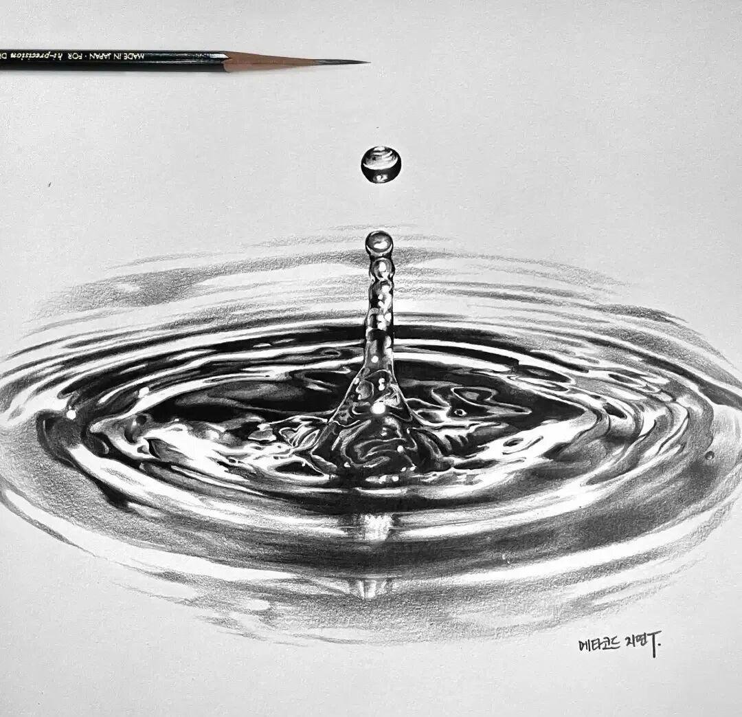 韩国超写实静物素描 Metacode的一组教学示范画，要不是这些画都只有黑白灰三