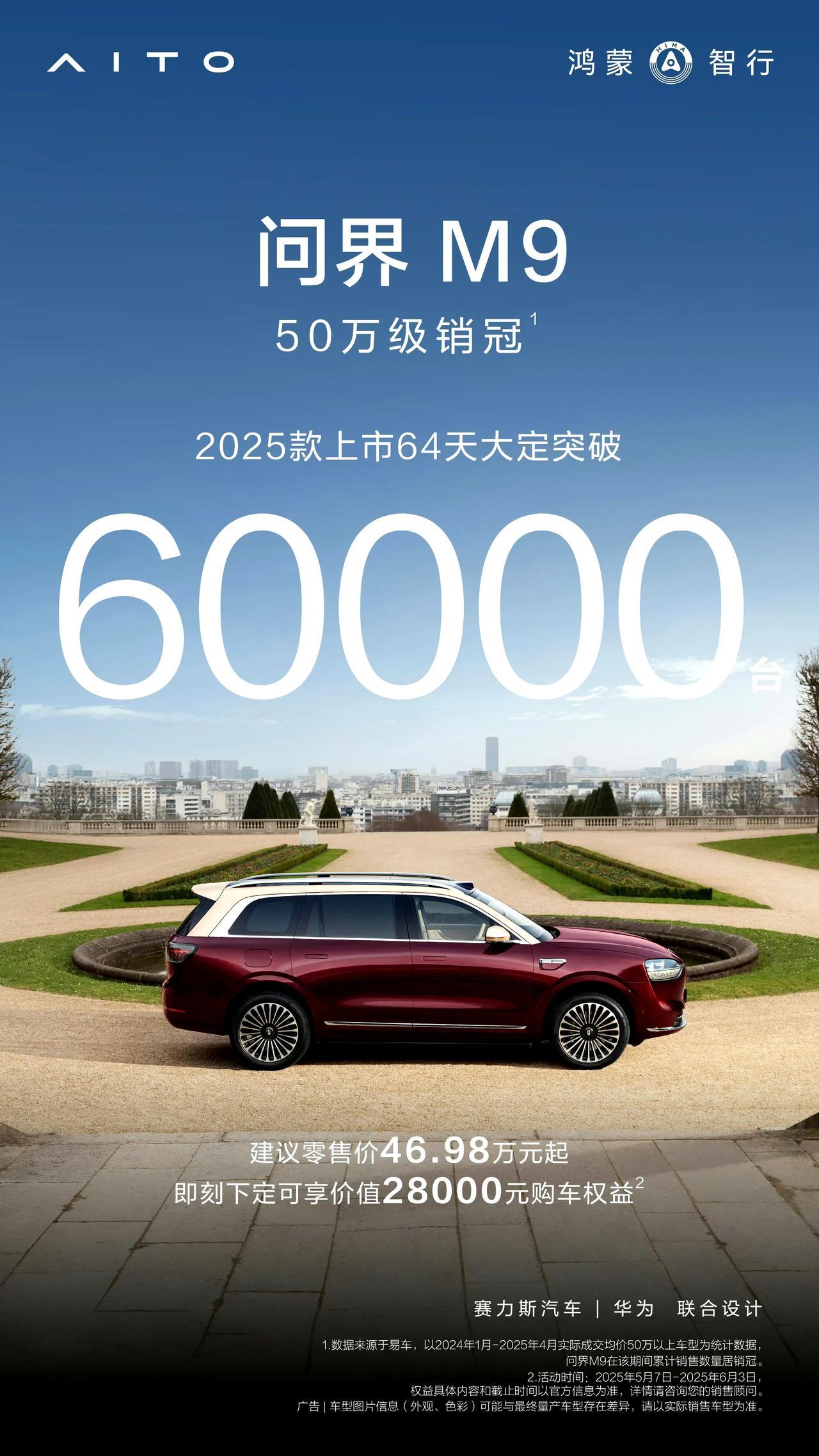 没有华为，问界M9和M8这个市场会是谁的？
目前官方公布的信息，问界M9大定6万