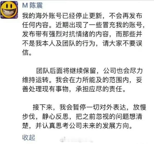 陈震朋友圈发文宣布停更：团队保留，将思考公司未来发展方向！热点现场