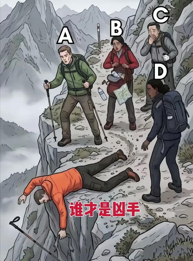 悬崖坠谜！四名登山者谁是凶手？一处细节暴露真相

推理谜题 看图破案