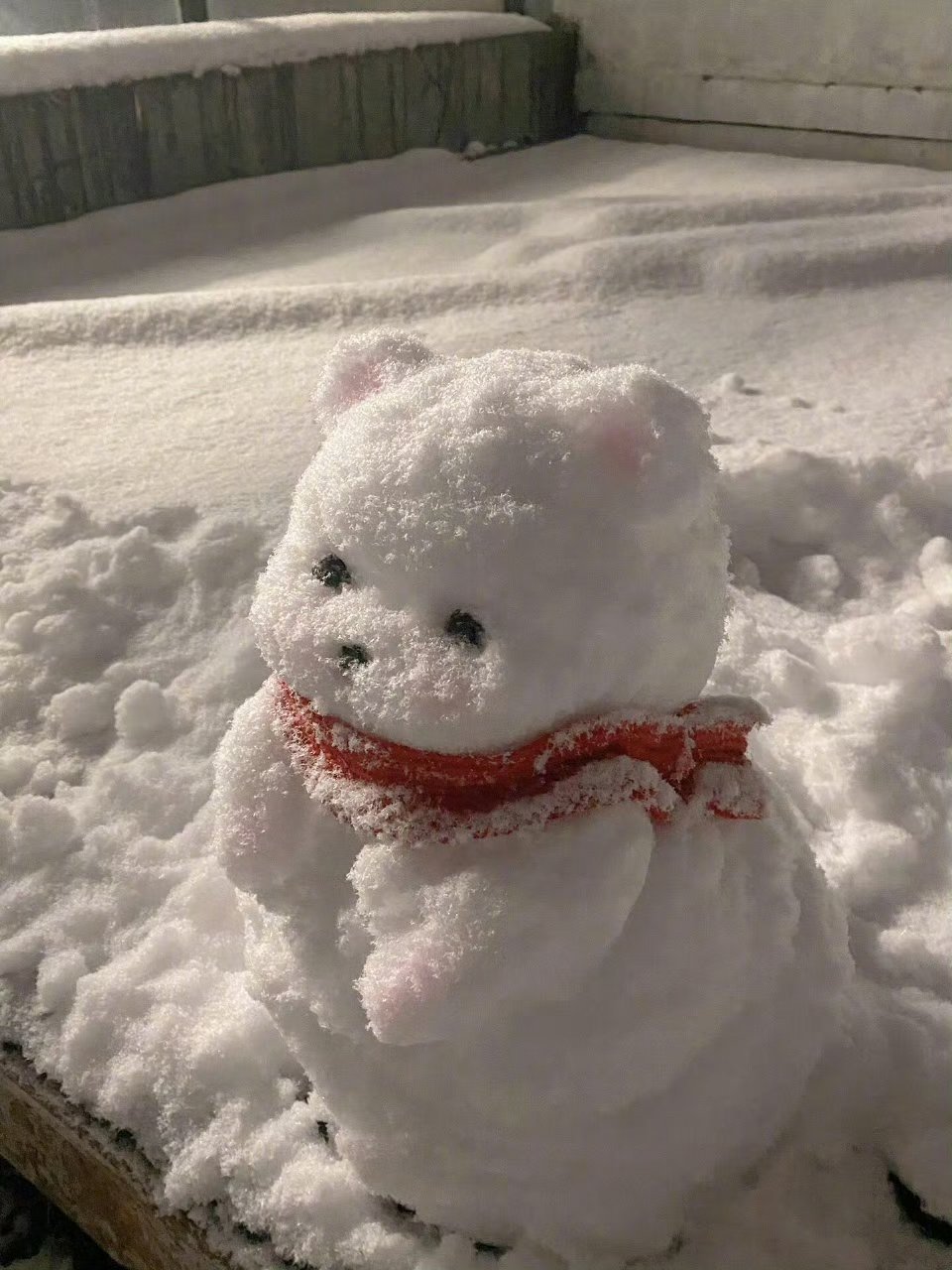 雪人怎么能堆的这么可爱啊！！！ ​​​#搞笑# ​​​