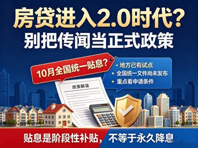 终于来了！房贷进入2.0时代，10月全国统一贴息大概率全面落地？