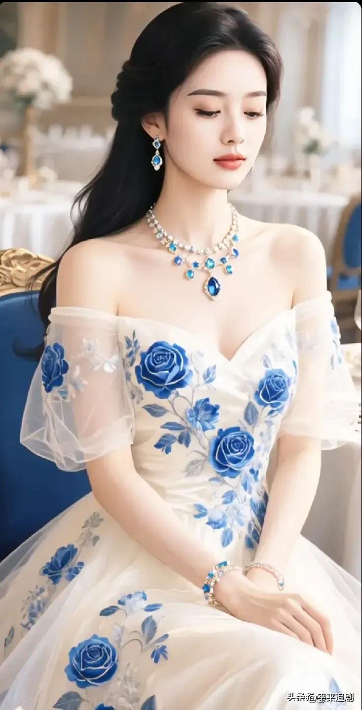 一袭白纱缀蓝玫，自带优雅贵气。
蓝玫瑰花卉美图 气质蓝玫瑰
