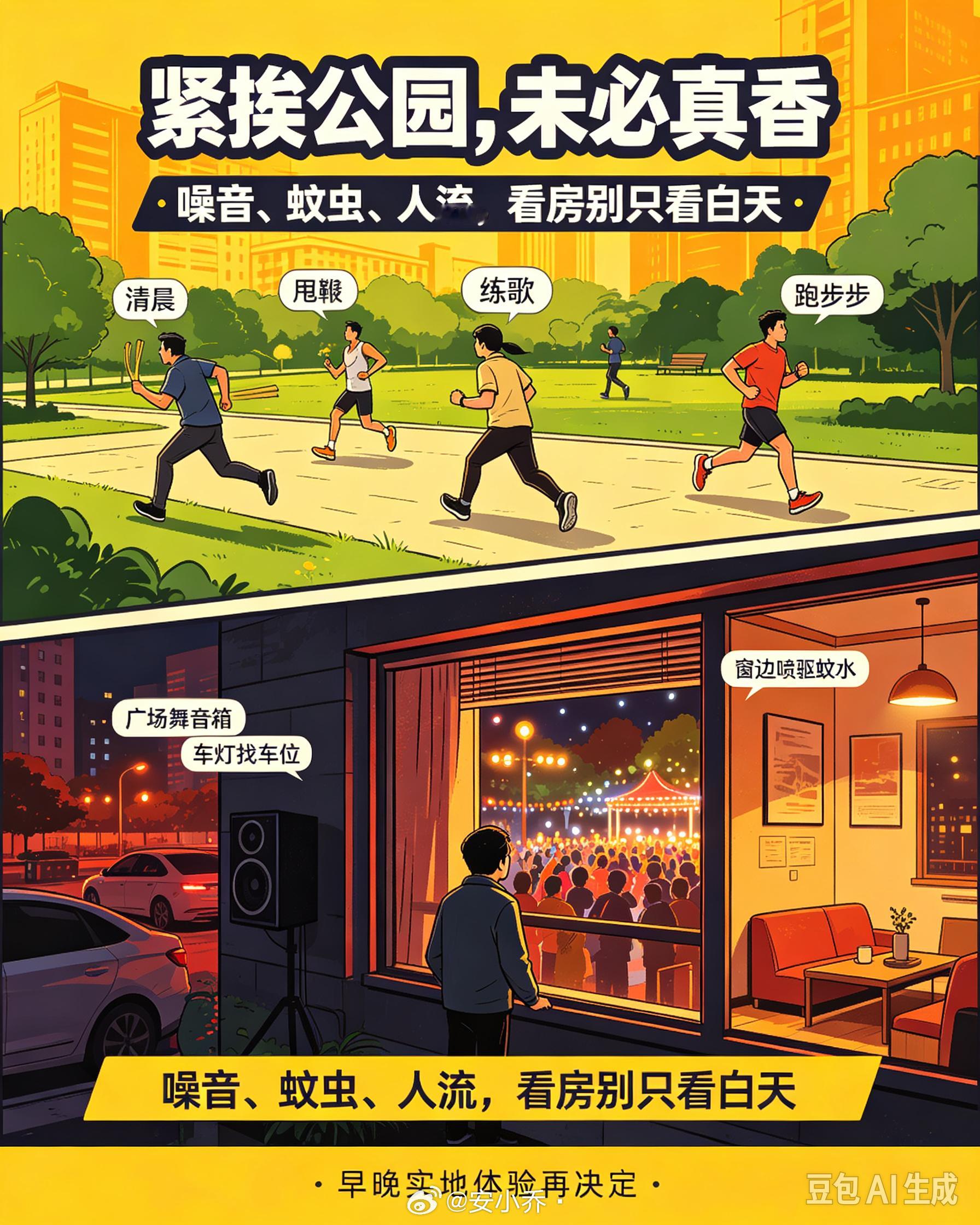 建议大家买房一定要远离公园买房前我也幻想，开窗就是绿地🌿，下楼散步超惬意。真住