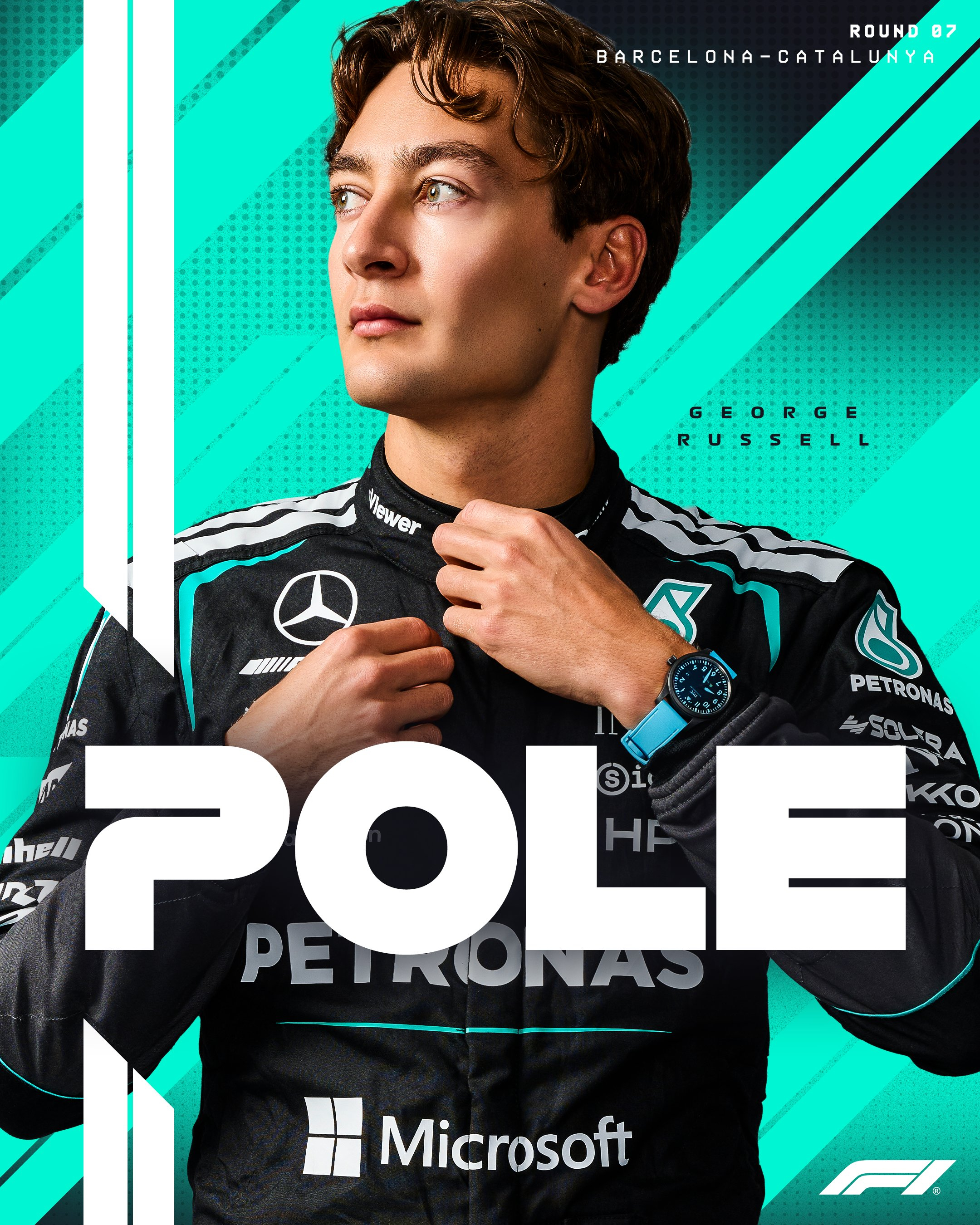 F1巴塞罗那大奖赛周六排位赛：乔治·拉塞尔以1:14.679赢得杆位！汉密尔顿落