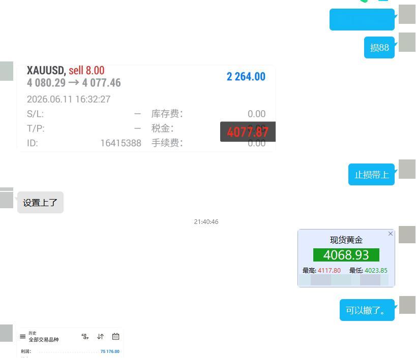 分享一下盘内的操作：4080位置现价布局的空单在4068位置跳车，又是一波平平无
