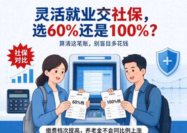 灵活就业交社保，选 60% 档还是 100% 档？看完算账不踩坑