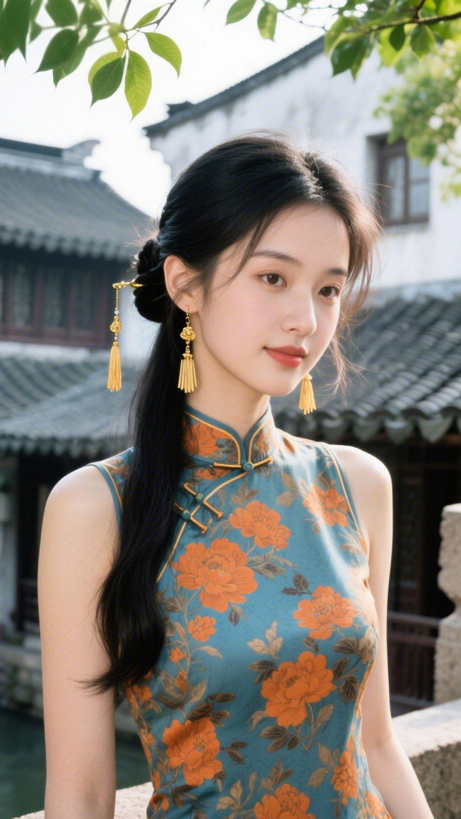  
 
江南古镇春景行
 
晓风轻拂江南岸，晴光初照古村前
粉墙叠影涵清晓，黛瓦