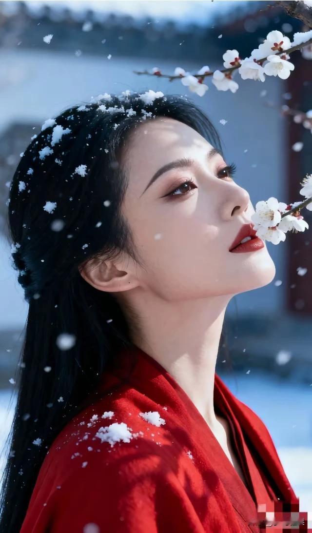 嫩  春
溪水潺湲漱玉凉，
云霞旖旎绕亭廊。
梅花风抚香盈袖，
瑞玉飞舞着银装。