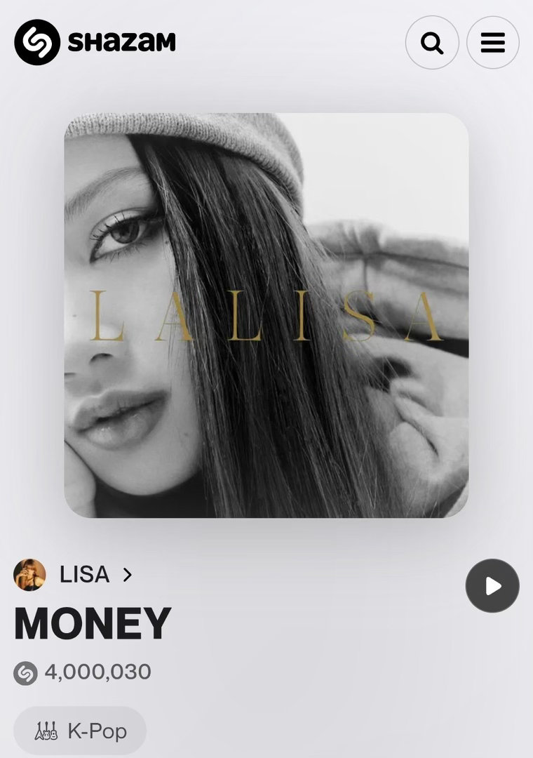 LISAlisa kpop女永一 钱帝🔥LISA 的《MONEY》Shazam