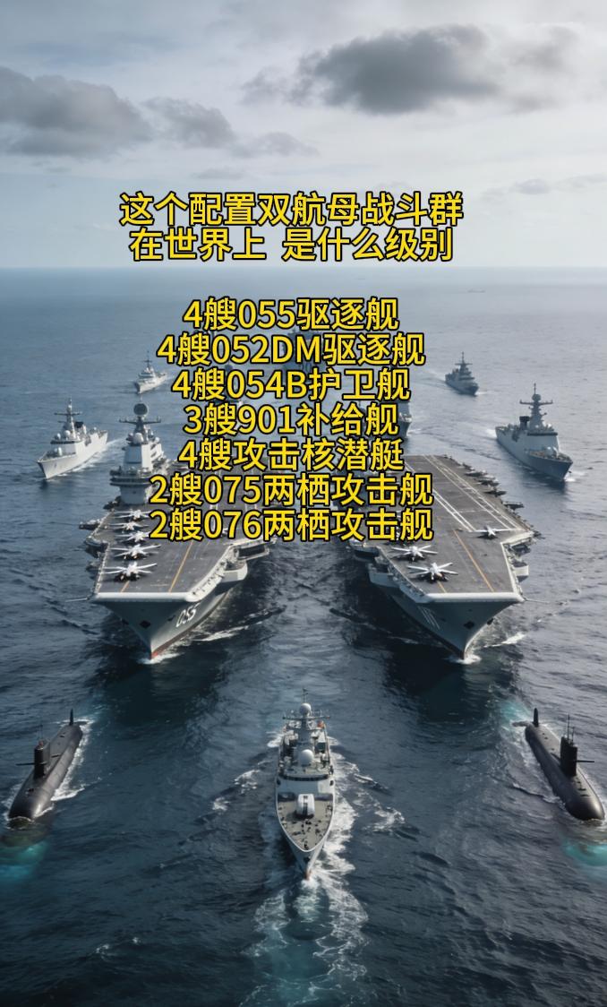 这个配置的  双航母战斗群
在世界上  是什么样的存在级别在

2艘福建舰   