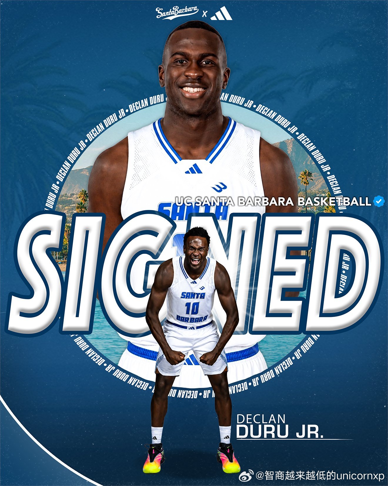 德国前锋Declan Duru Jr转校至圣塔芭芭拉NCAA