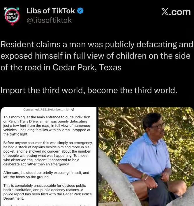 “符合印象！”印度，一名男子在绿路灯附近的绿化带直接脱了裤子上厕所，被美国网友抓
