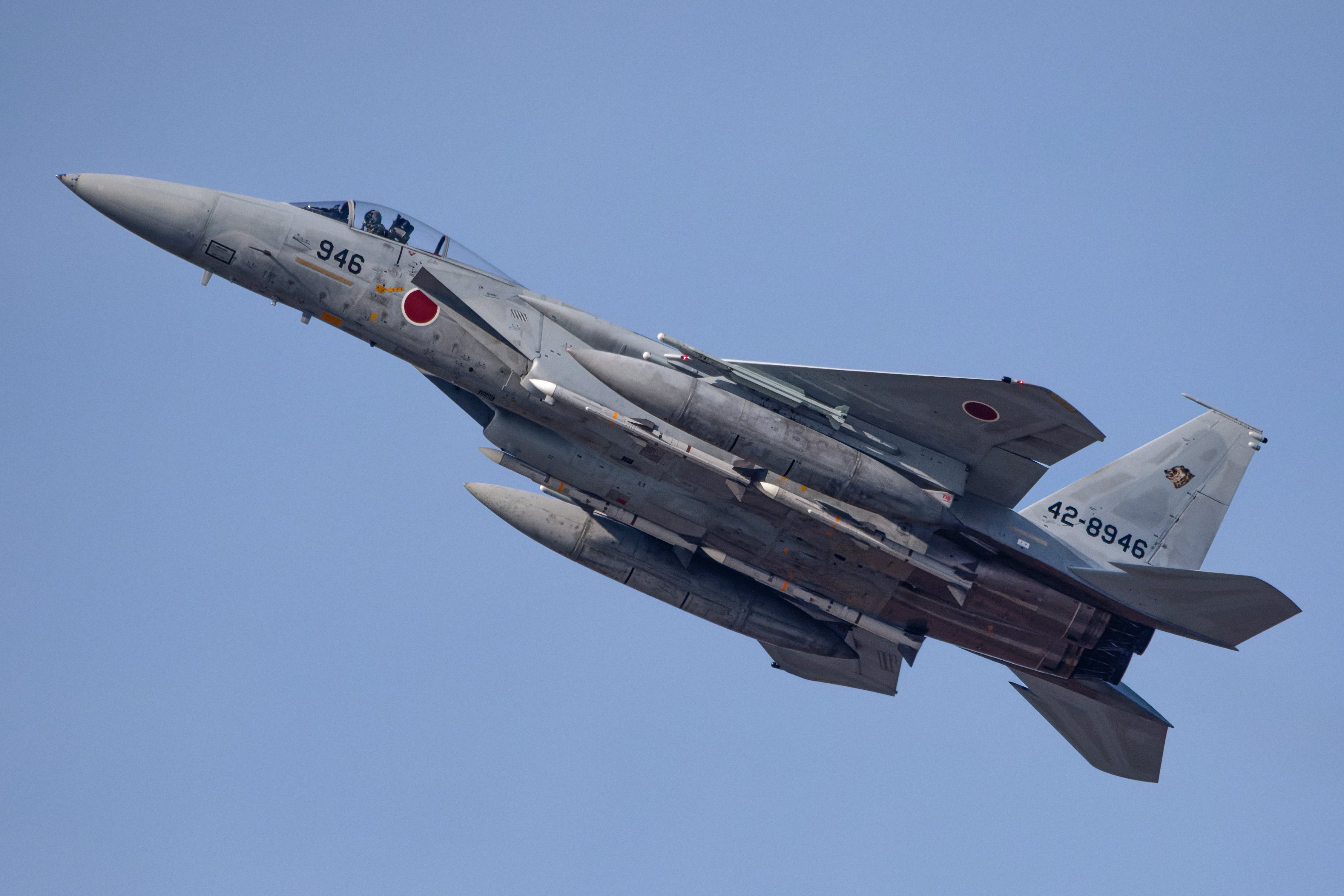#高分辨率图像# 4中4近的日本F15J，黄圈代表实弹 ​​​
