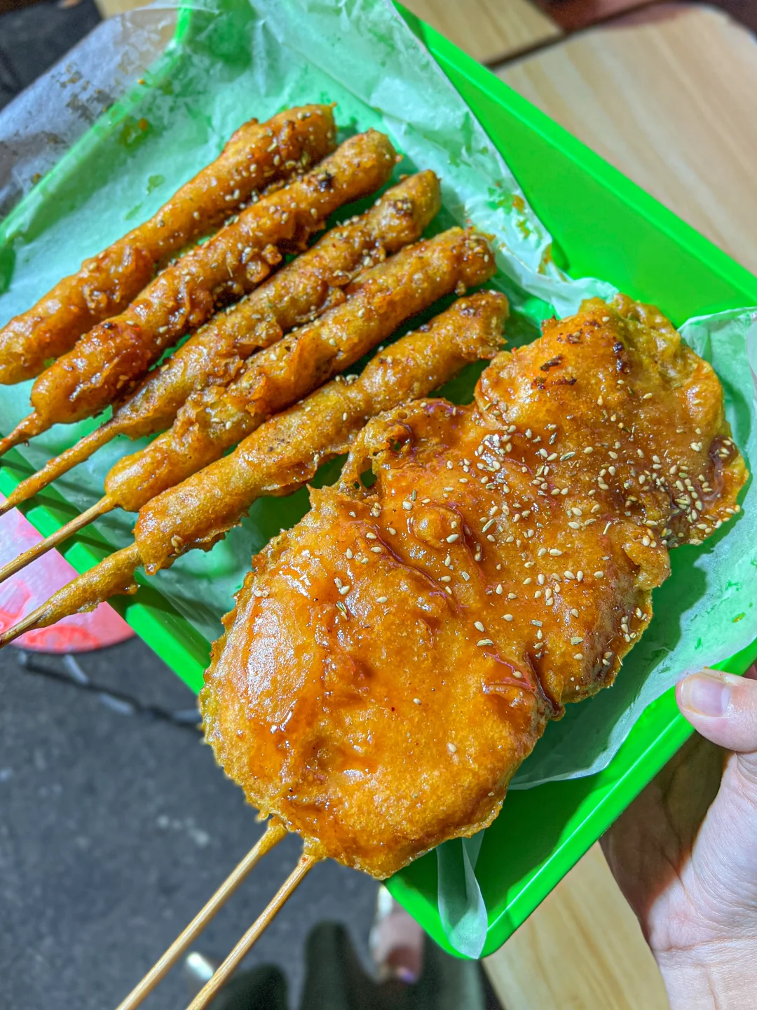 张家口东泽市场必吃的炸鸡串