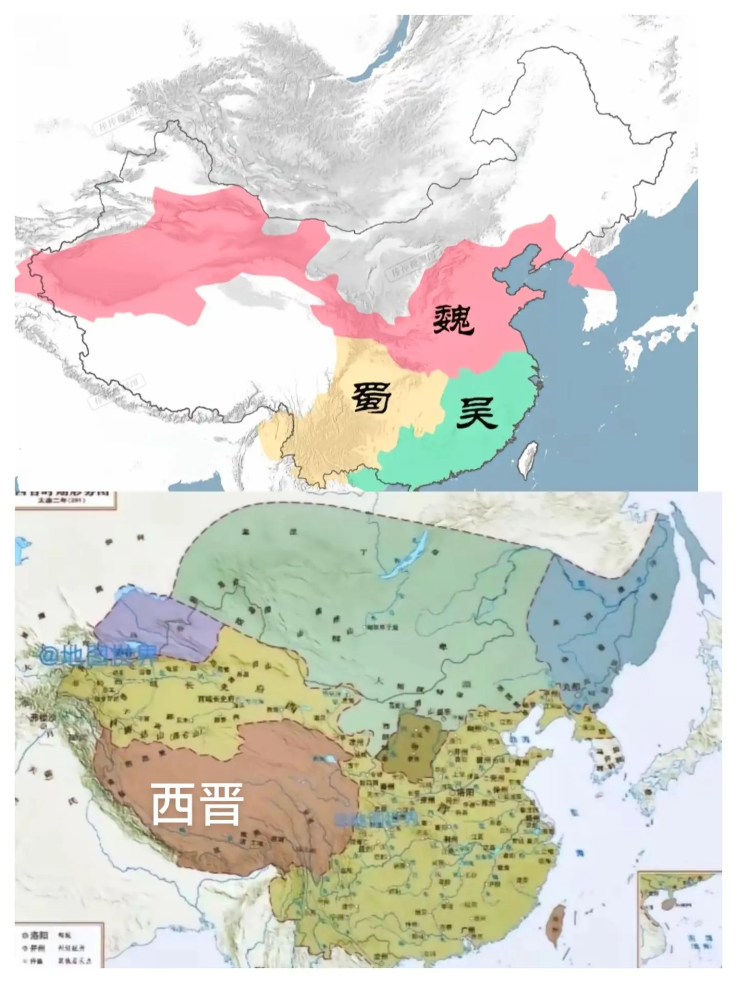 三国群雄割据的时代，最后西晋完成统一。地图统一