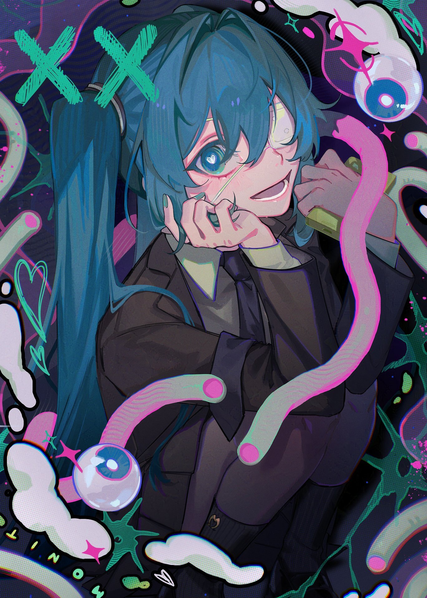 就这样一直看着你💗 初音未来  插画  ᝰ.ᐟ𝗔𝗿𝘁𝗶𝘀𝘁:𝐦?