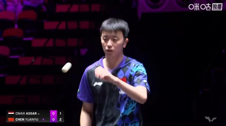 刚刚结束了一场WTT澳门冠军赛男单第一轮，男单世界排名第28的国乒选手陈垣宇，状