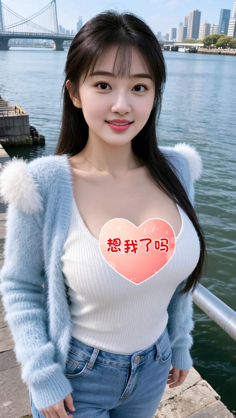 AI河畔清新照 抖音ai创作 丰满女生 极品气质美女 清纯甜美