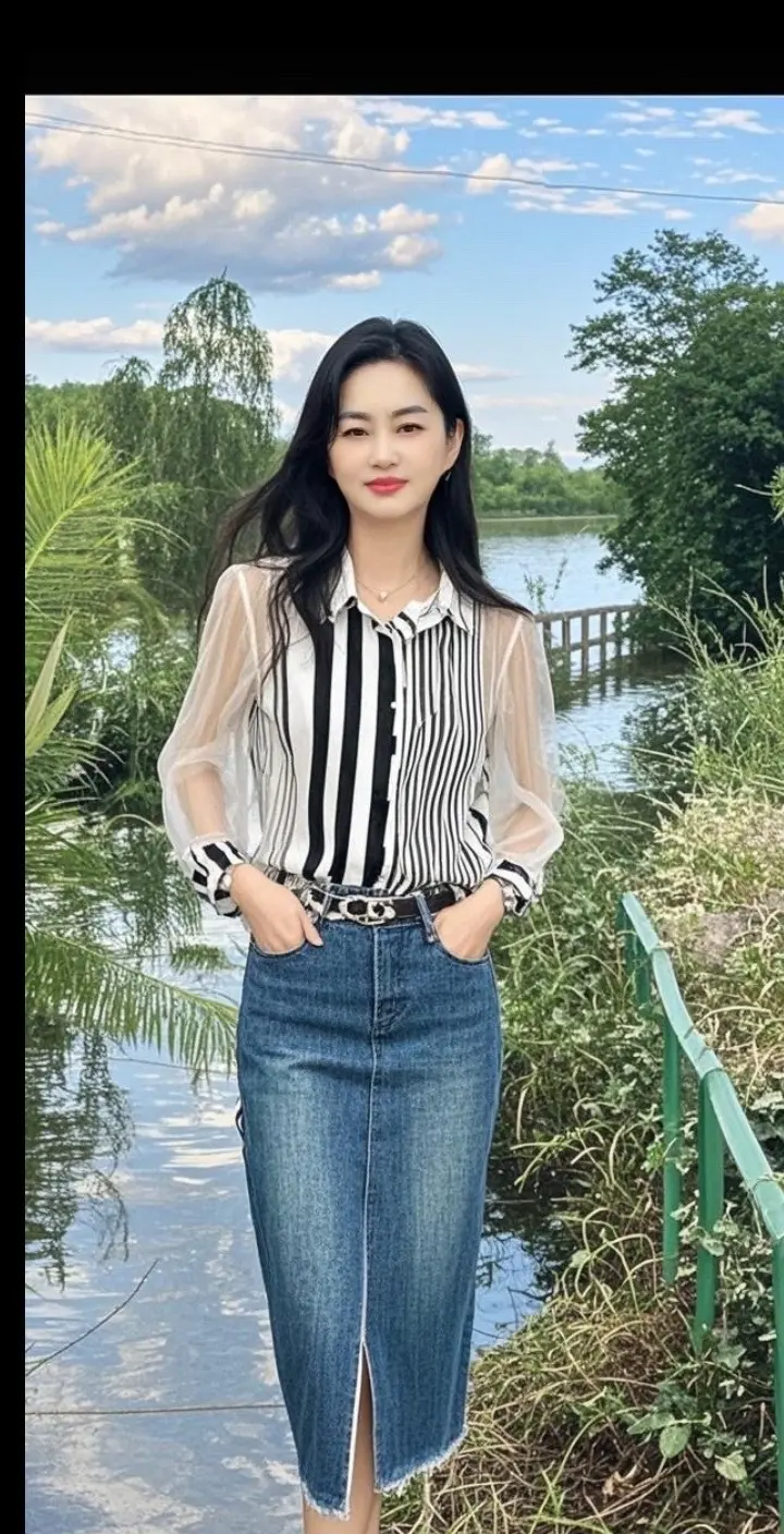 穿搭 显高牛仔裙