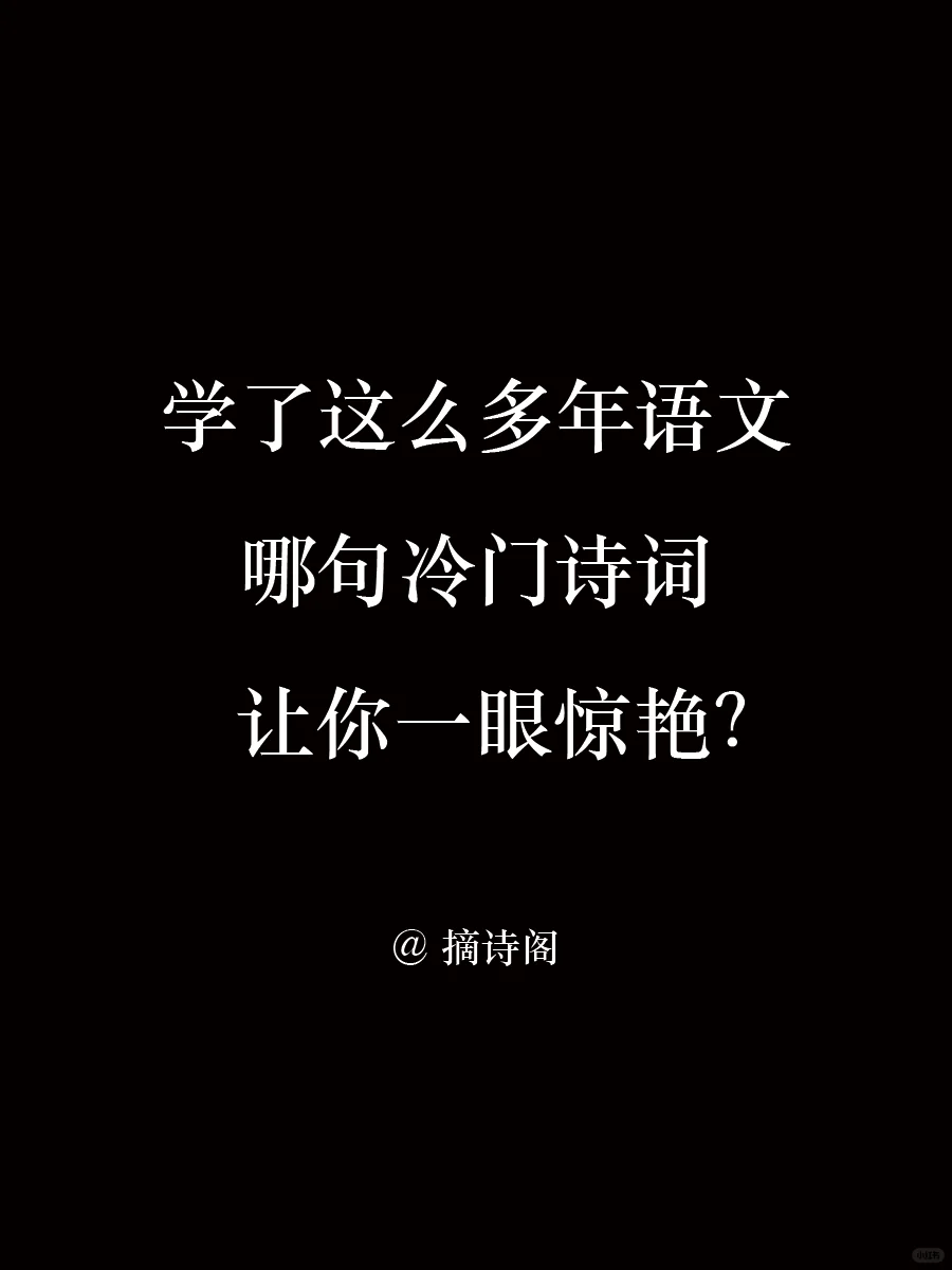 学了那么多年语文哪句冷门诗词让你一眼惊艳