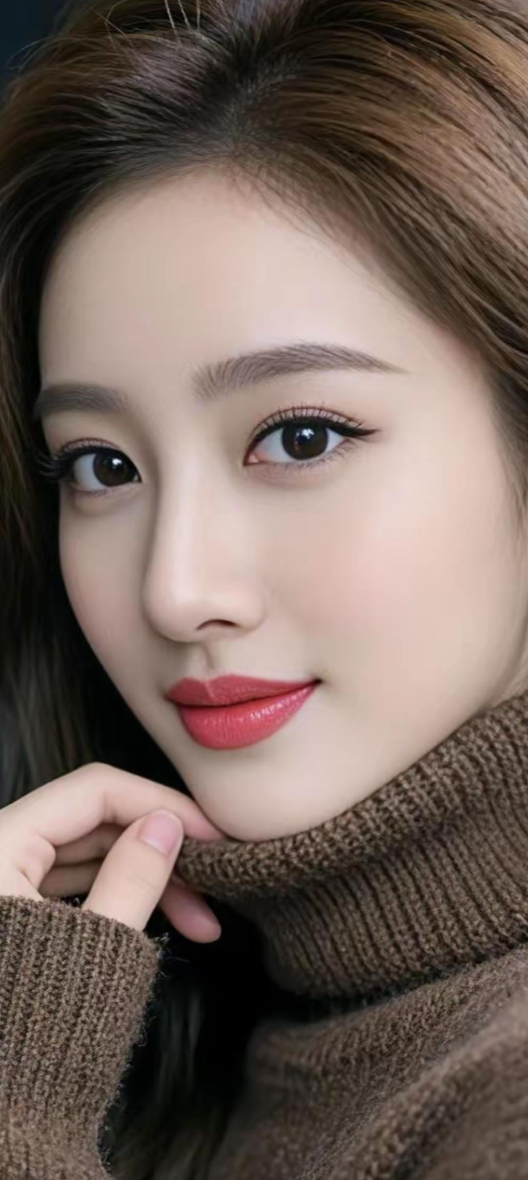 温柔眼妆，甜美微笑，冬日暖阳下的少女心