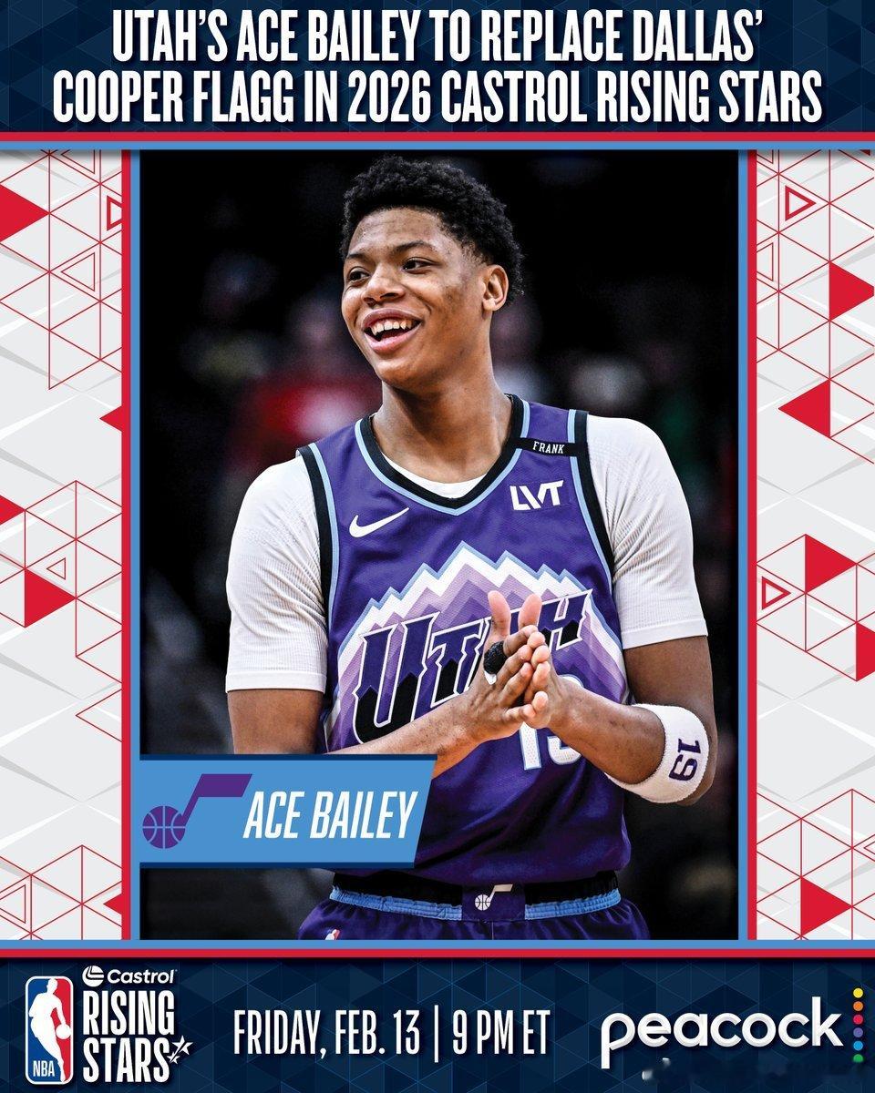 新秀挑战赛递补名单：贝利顶替弗拉格，卡灵顿顶替萨尔。2026nba全明星