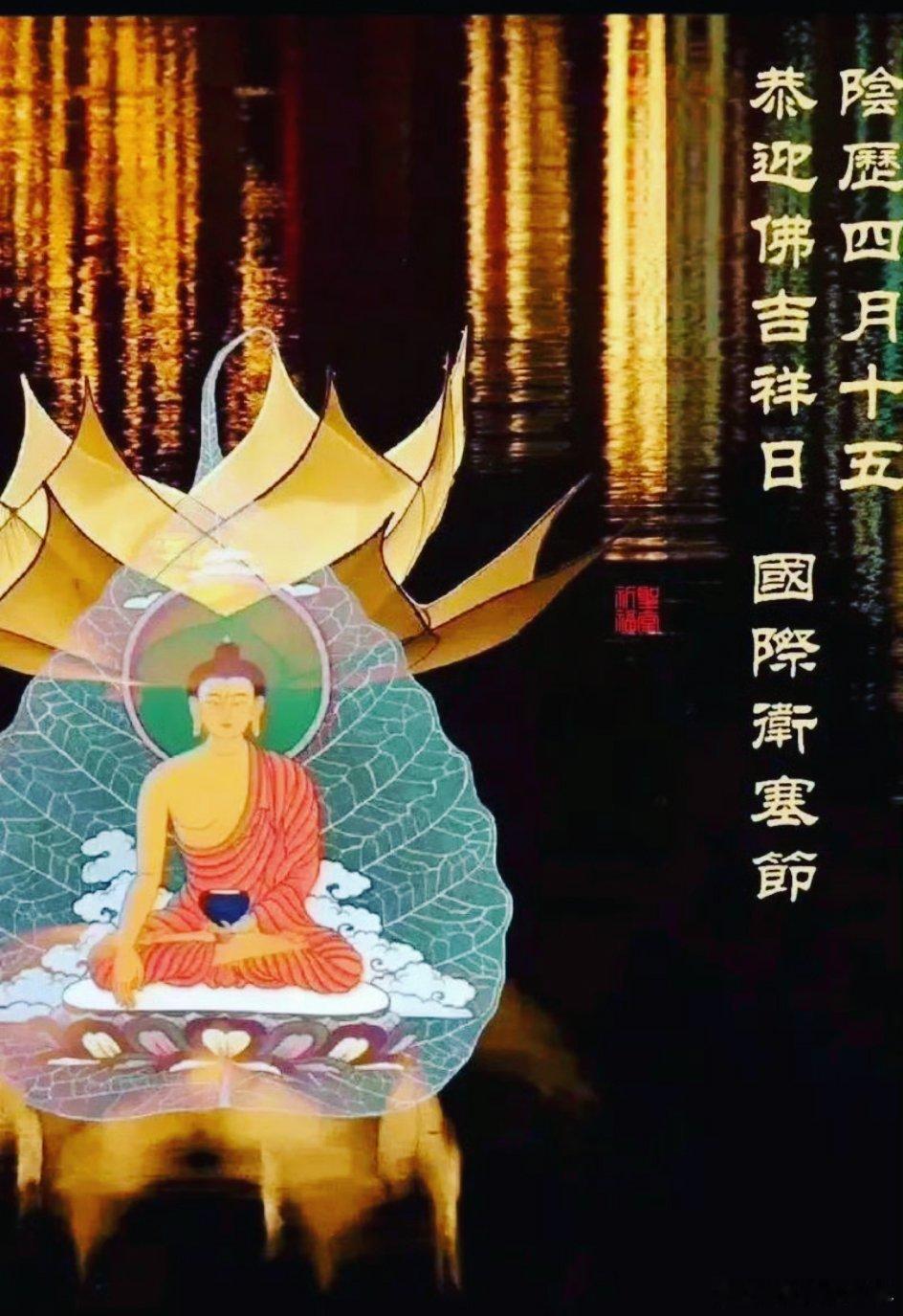 今天农历四月十五，佛教的卫塞节，佛吉祥日。敬请大家吃素念佛、诵经持咒、供斋供灯、