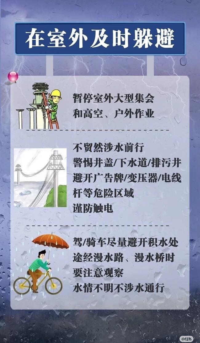 公众需要注意：

暴雨期间严禁前往山区、河道、边坡地带，防范山洪、滑坡、泥石流，