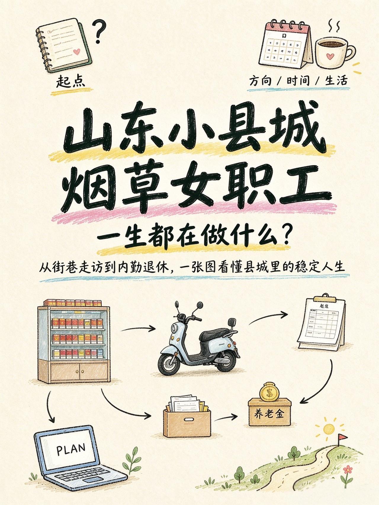 山东小县城烟草女职工的一生，从骑着电动车街巷走访零售商户，日常做业务规划、整理内