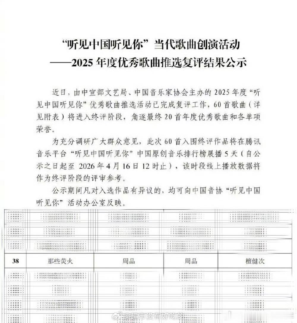 檀健次祝福北京时间十周年2025年度“听见中国听见你”优秀歌曲推选活动！恭喜🎉