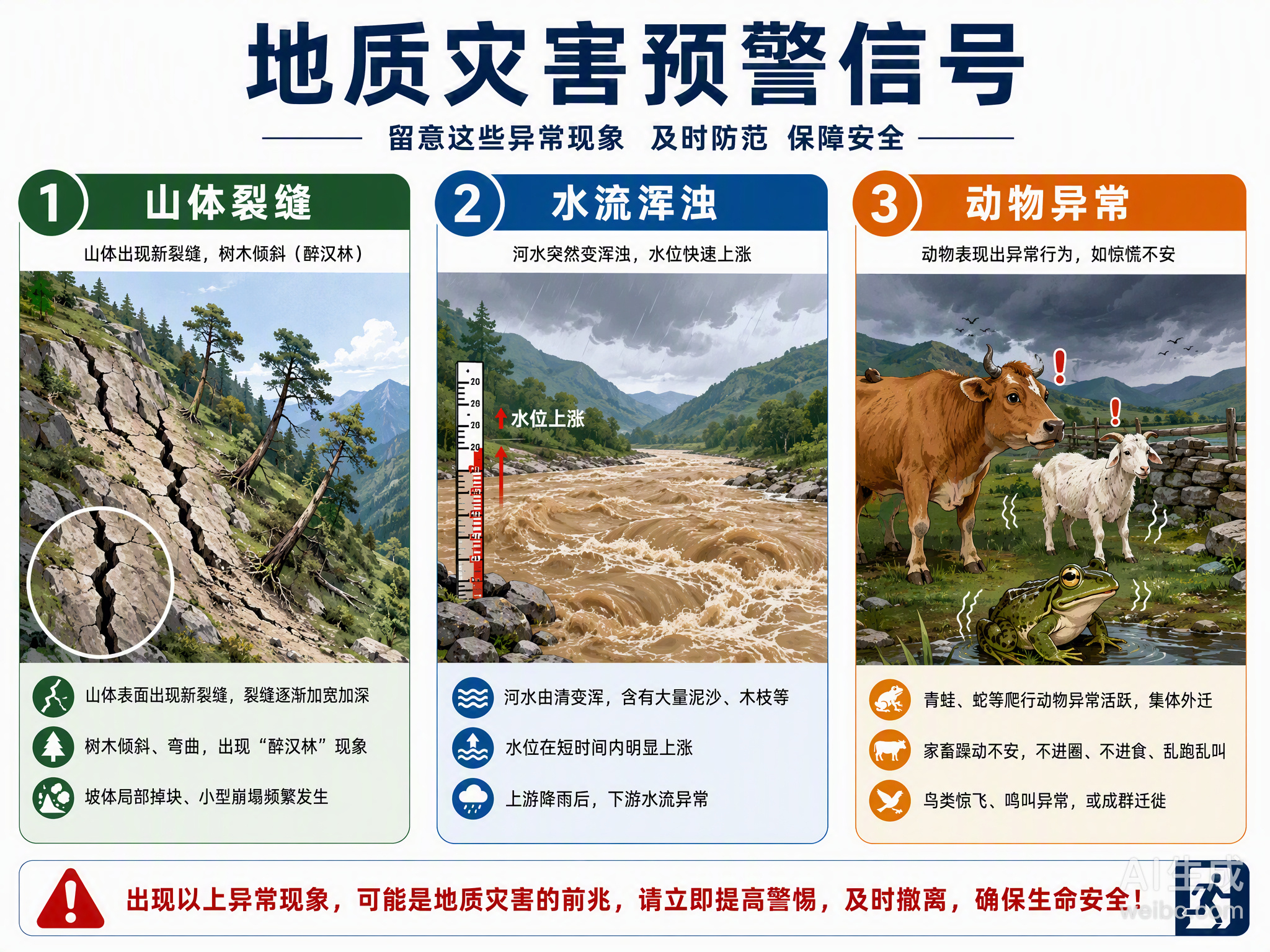 很多人觉得地质灾害离自己很远，其实大自然在“动手”前，往往会先发出一些肉眼可见、