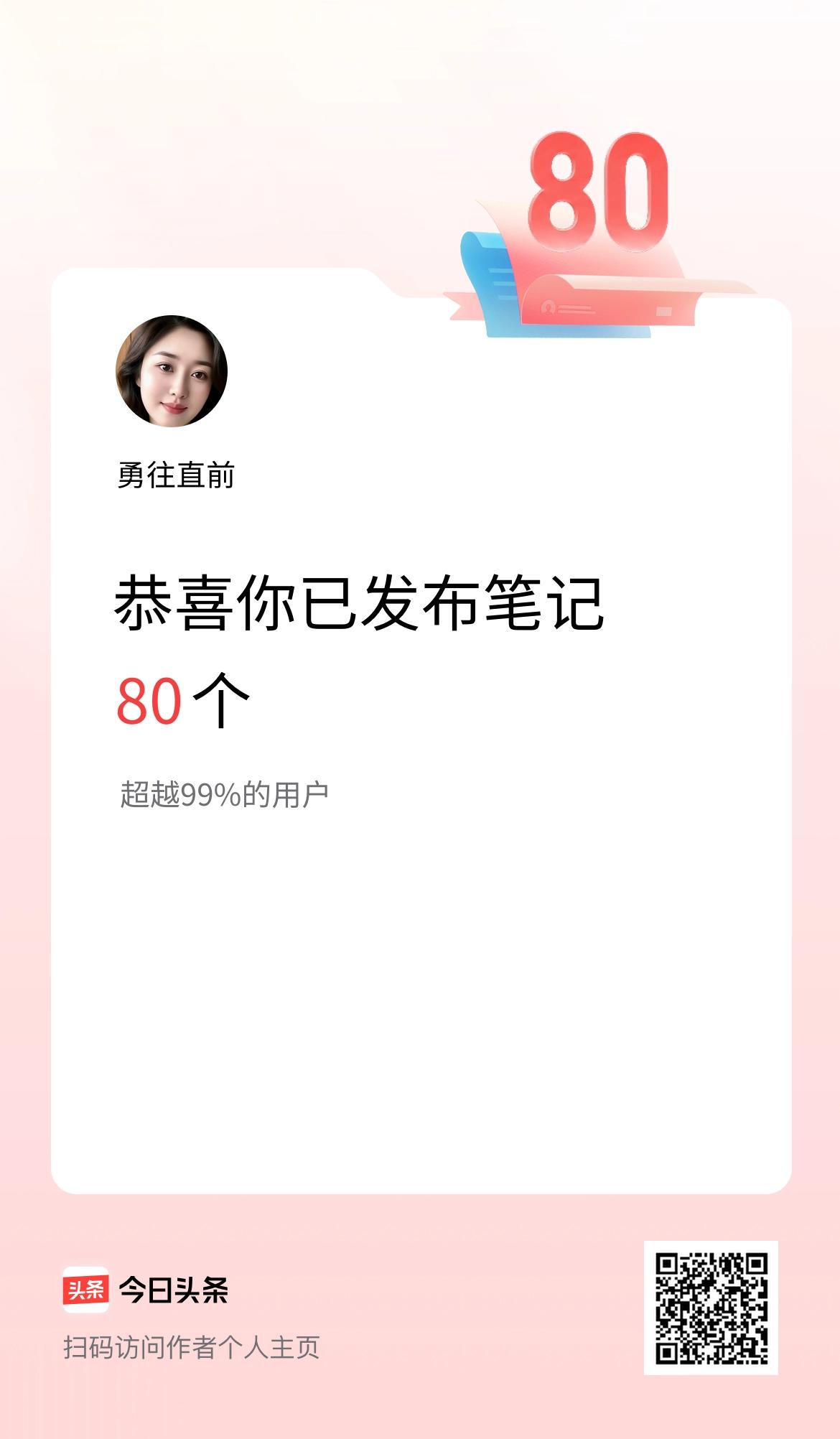 我在头条累计投稿笔记80个