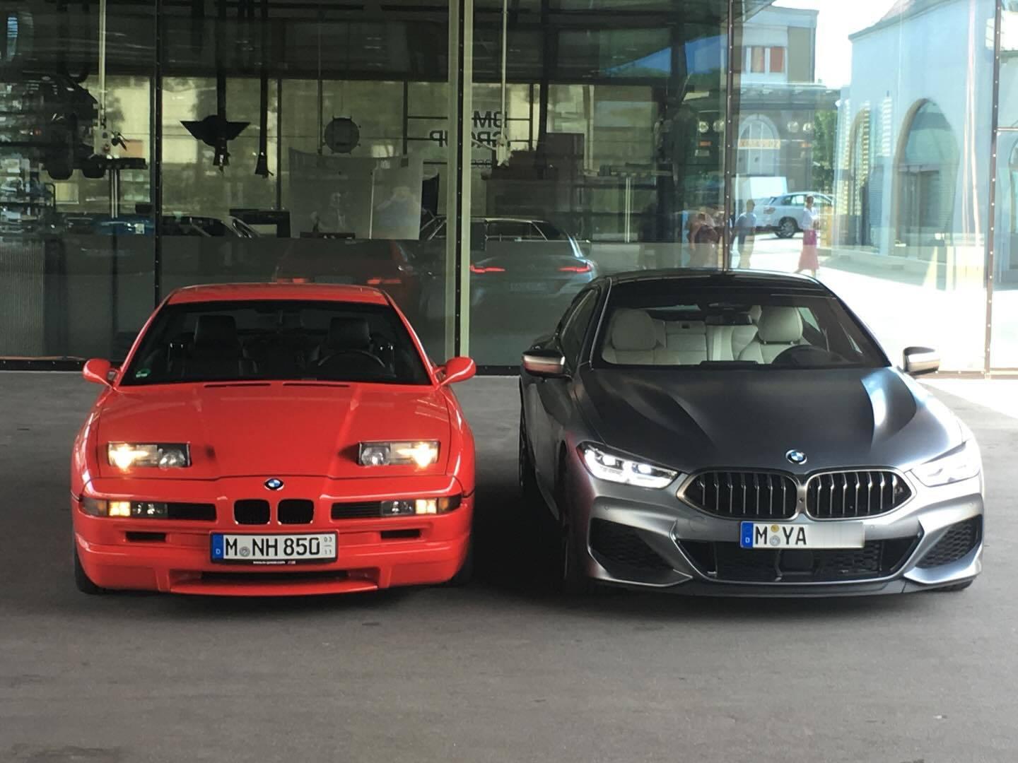 G16和前辈E31同框，悠悠岁月，都属8系，中间隔了30多载。bmwsky宝马8