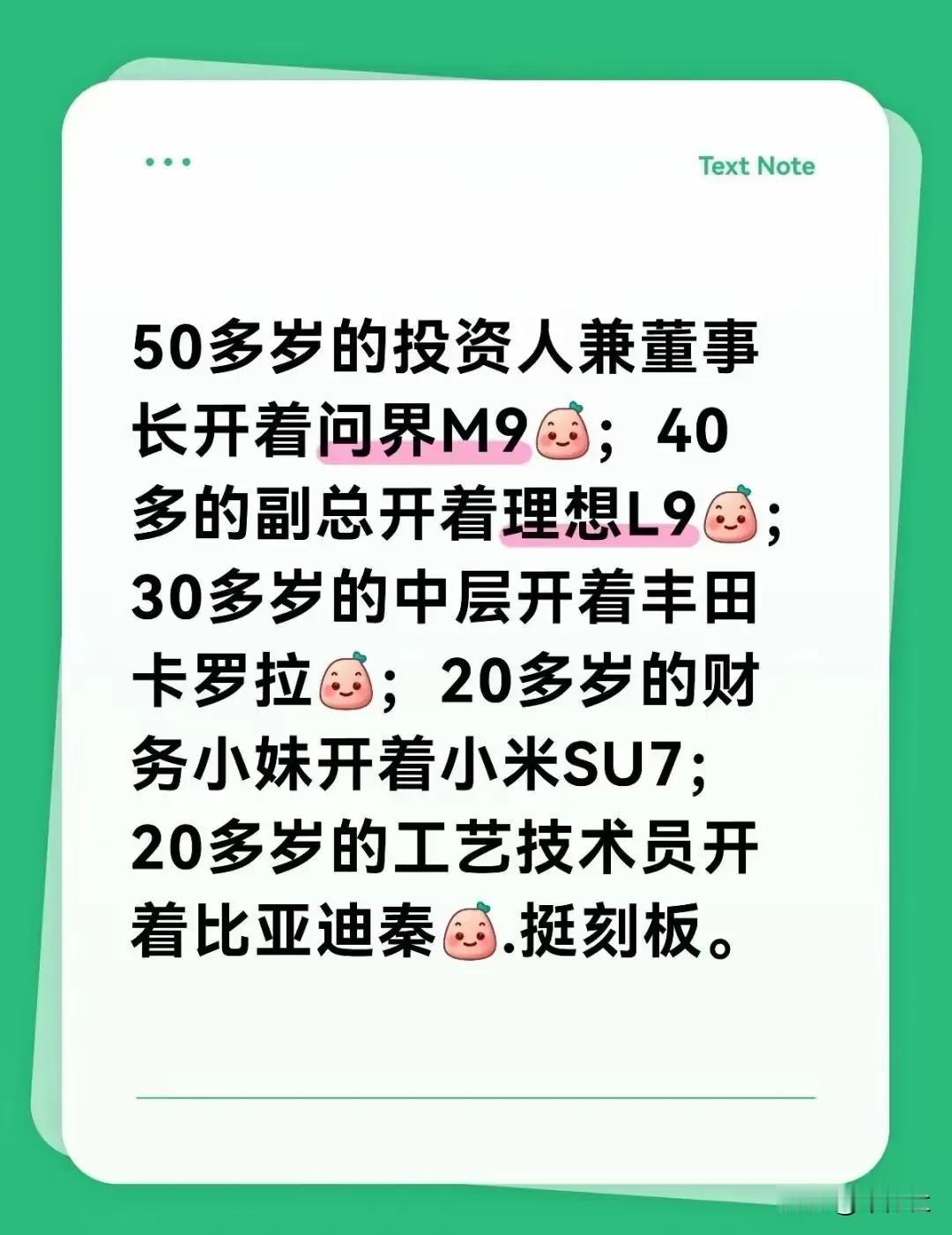 20多岁的财务小妹开小米Su7
这点应该不相符
财务小妹的精神男朋友开个SU7倒