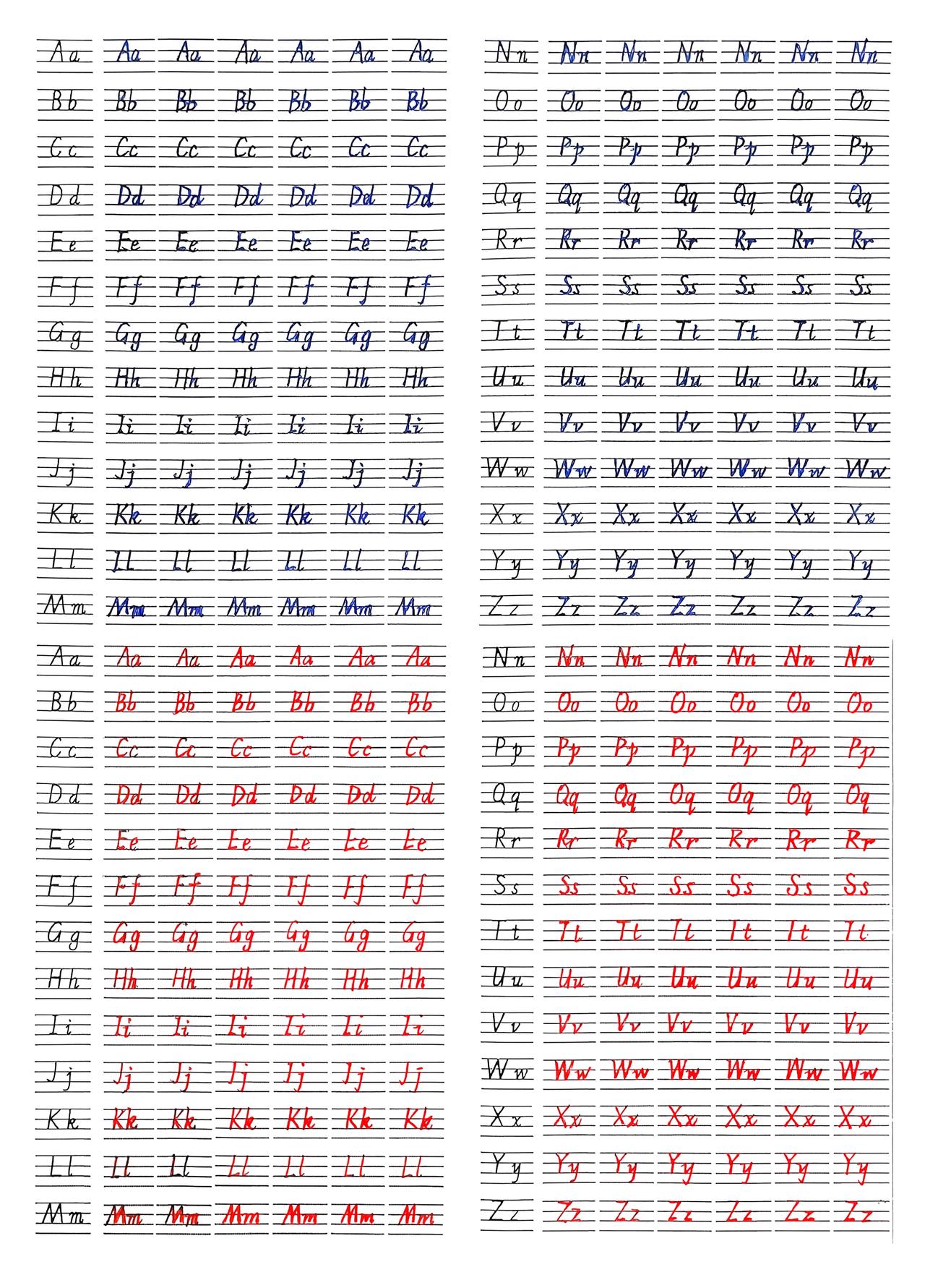 今天练习一张英文字母大小写。