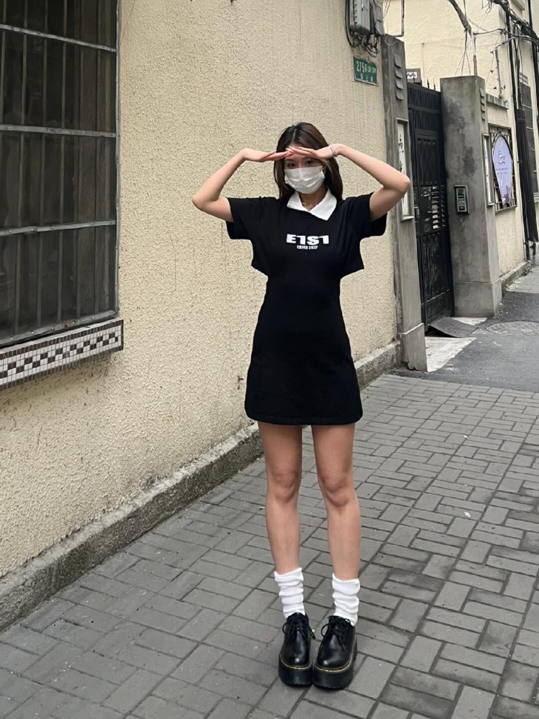 好看捏这一套！polo领很有学院风的感觉！