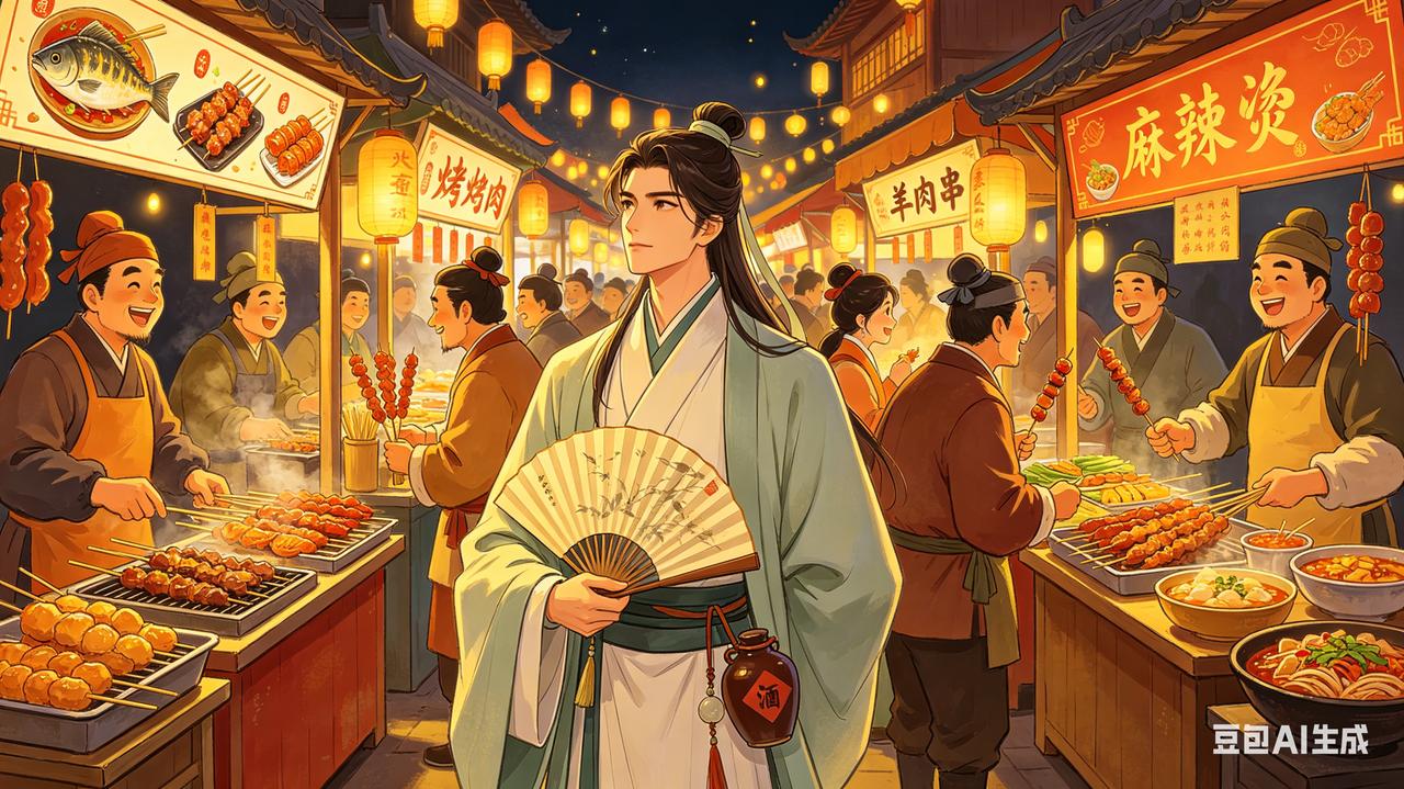 酒鬼过夜市
星 星 点 灯 夜 市 明
酒 鬼 蹒 跚 路 难 行
烤 鱼 烤 