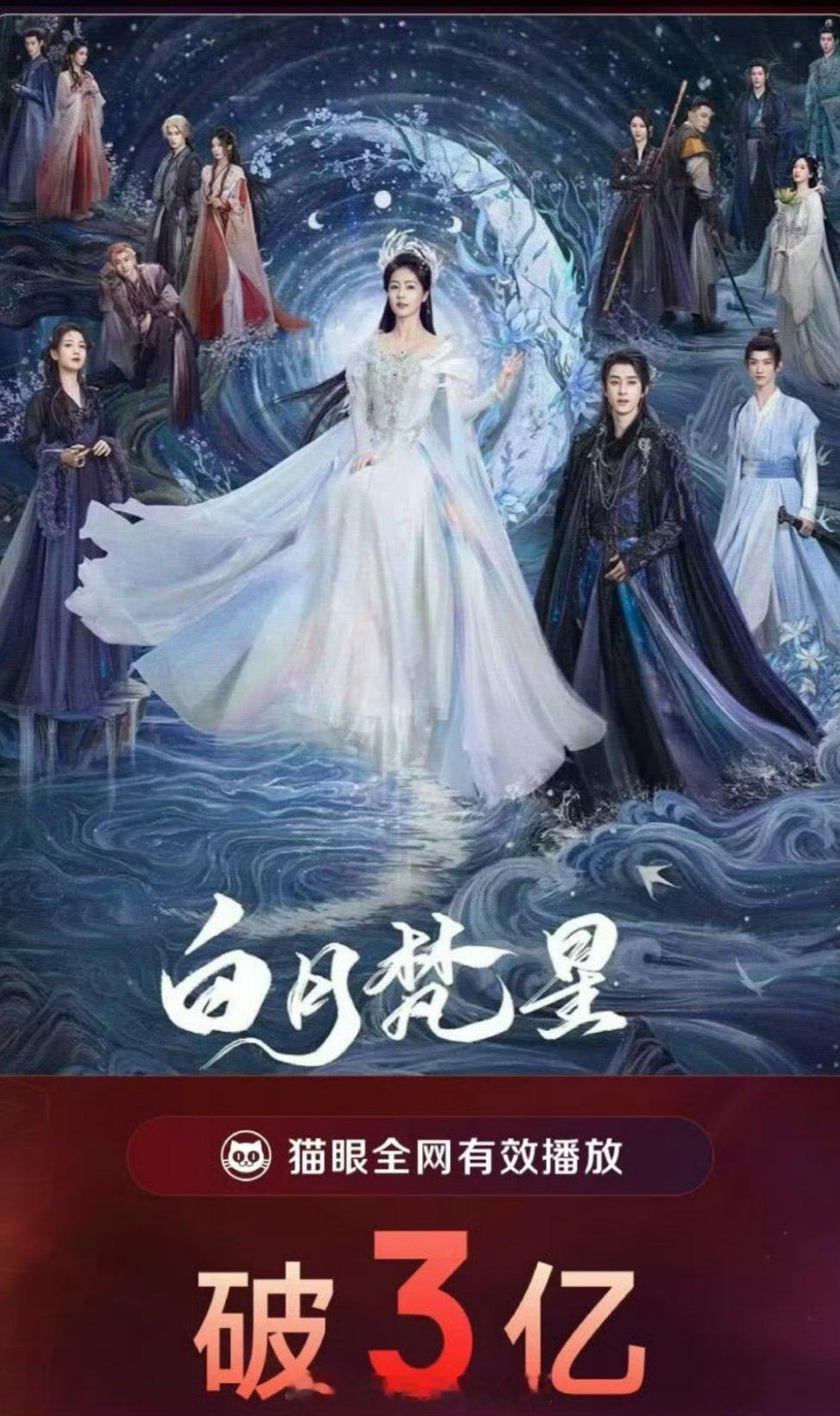 白月梵星有效播放量破3亿 白鹿敖瑞鹏主演白月梵星播放量已破3亿，正式上桌！恭喜?