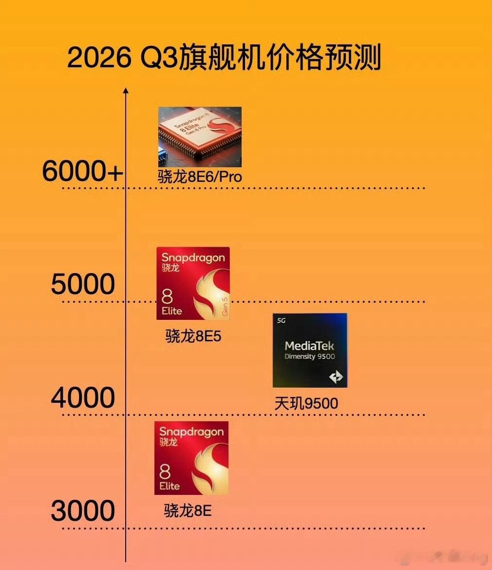 骁龙8E6新机起步6千储存涨完到内存涨，现在到SoC涨价，所以下个月一大堆新机扎
