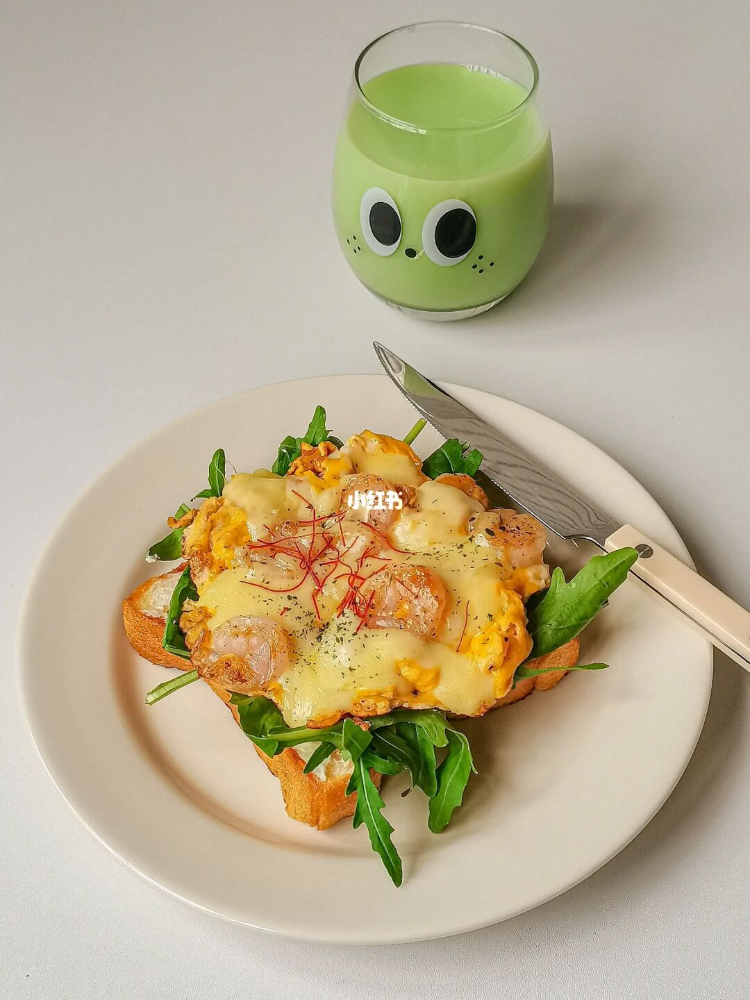 快手早餐🥪芝士虾仁吐司开放式三明治