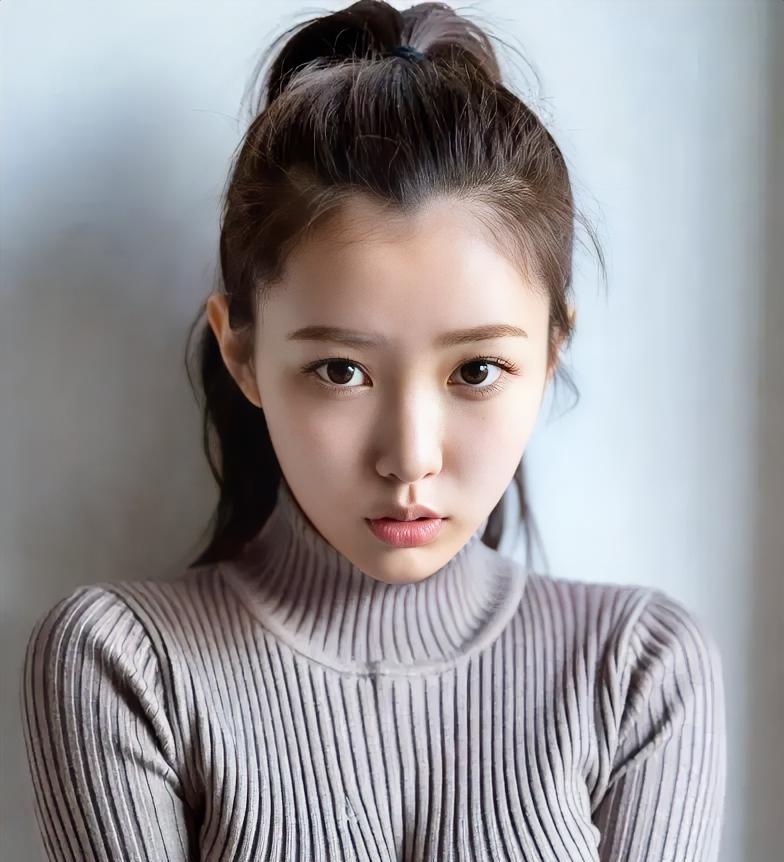 穿搭风格/灰色毛衣配马尾辫，青春美少女清雅脱俗的美到底长啥样？