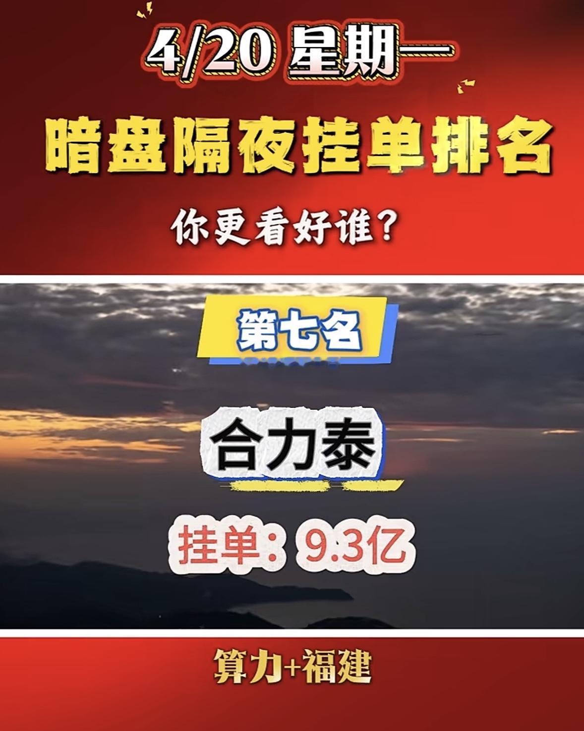4月21日周二暗盘隔夜挂单排行榜出炉4月21日暗盘隔夜挂单排名揭晓，这数据可太有