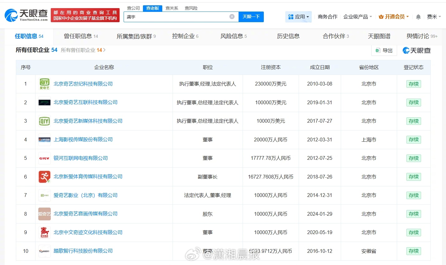 【#爱奇艺CEO名下多家企业已吊注销#，#爱奇艺CEO商业版图盘点#】#爱奇艺C