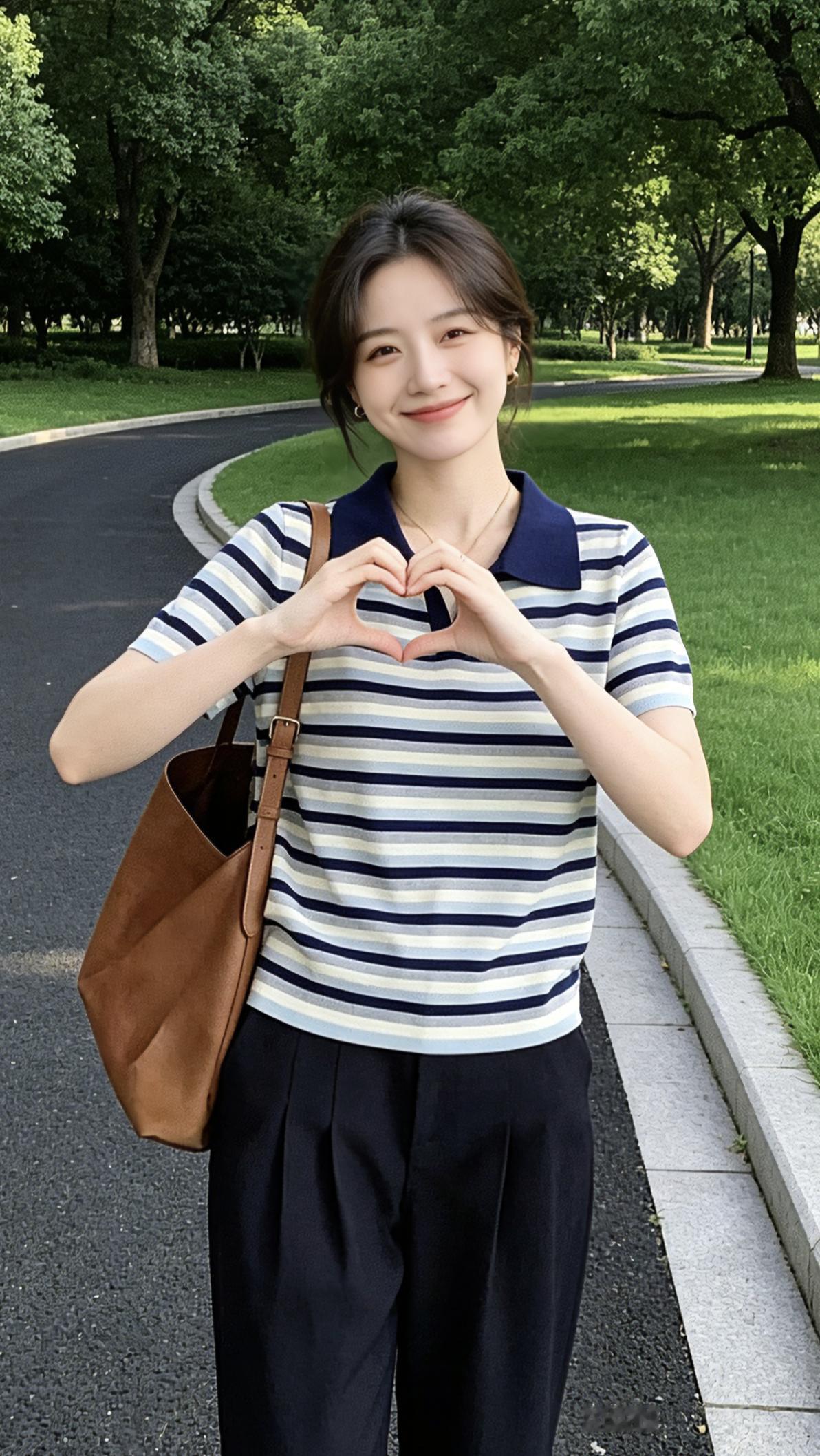 条纹polo领短袖 夏日简约风穿搭 我又心动了摆脱路人感穿搭女装穿搭