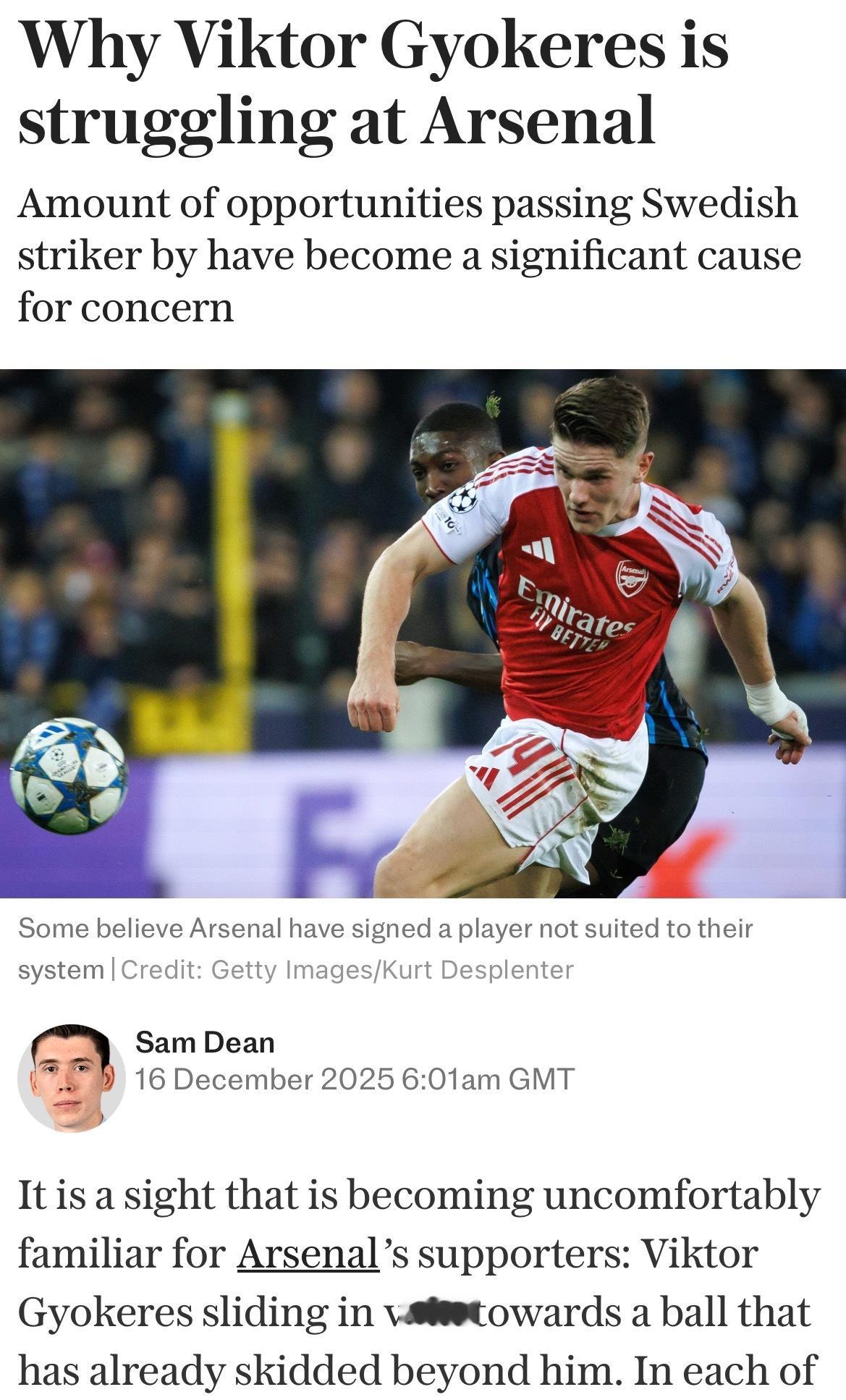 每日电讯报Sam Dean：为什么哲凯赖什在阿森纳陷入挣扎？对于阿森纳球迷来说，