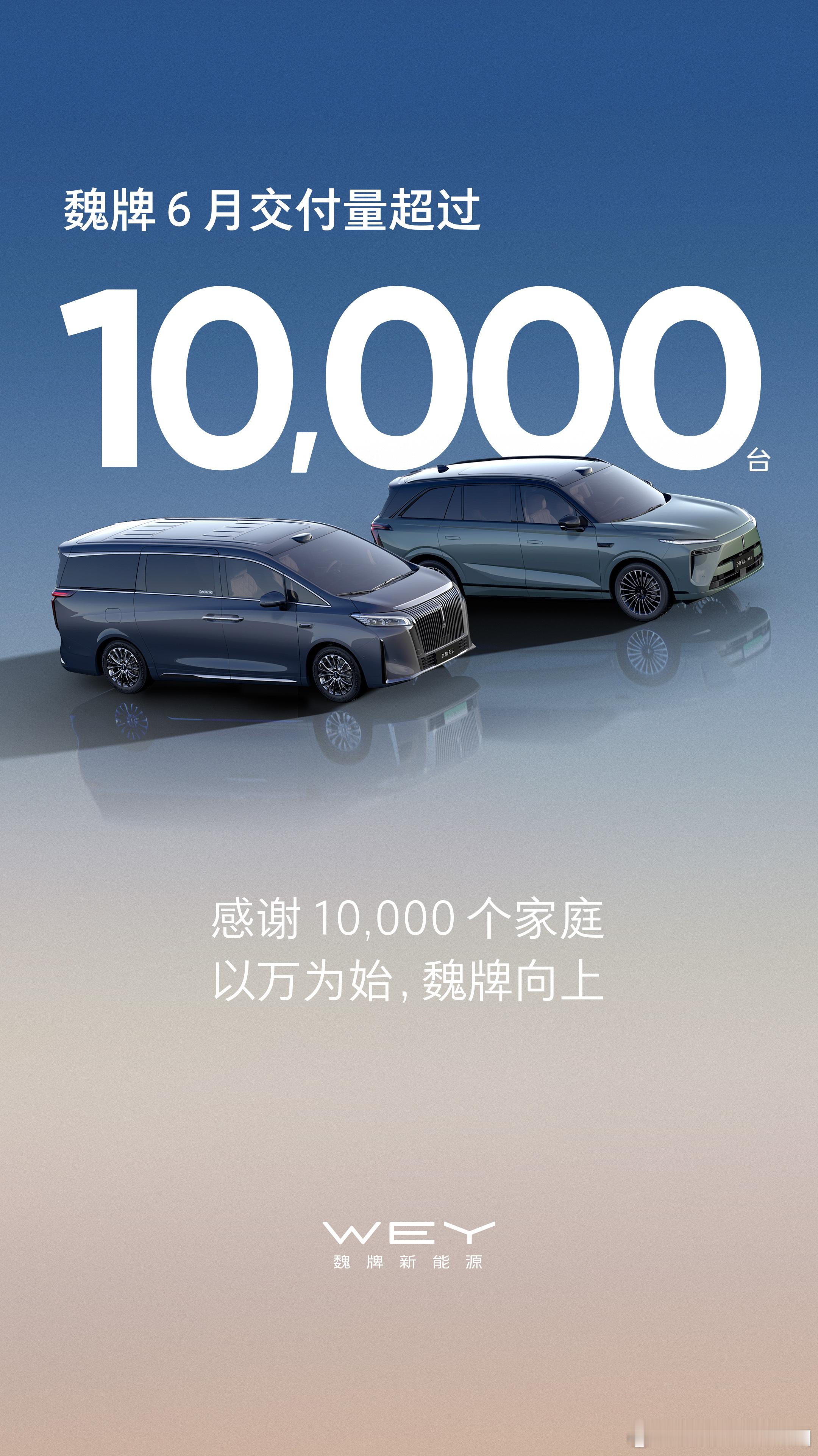以万为始，魏牌向上，新的时代，从此刻出发。魏牌月交付破万魏牌全新高山魏牌全新蓝山
