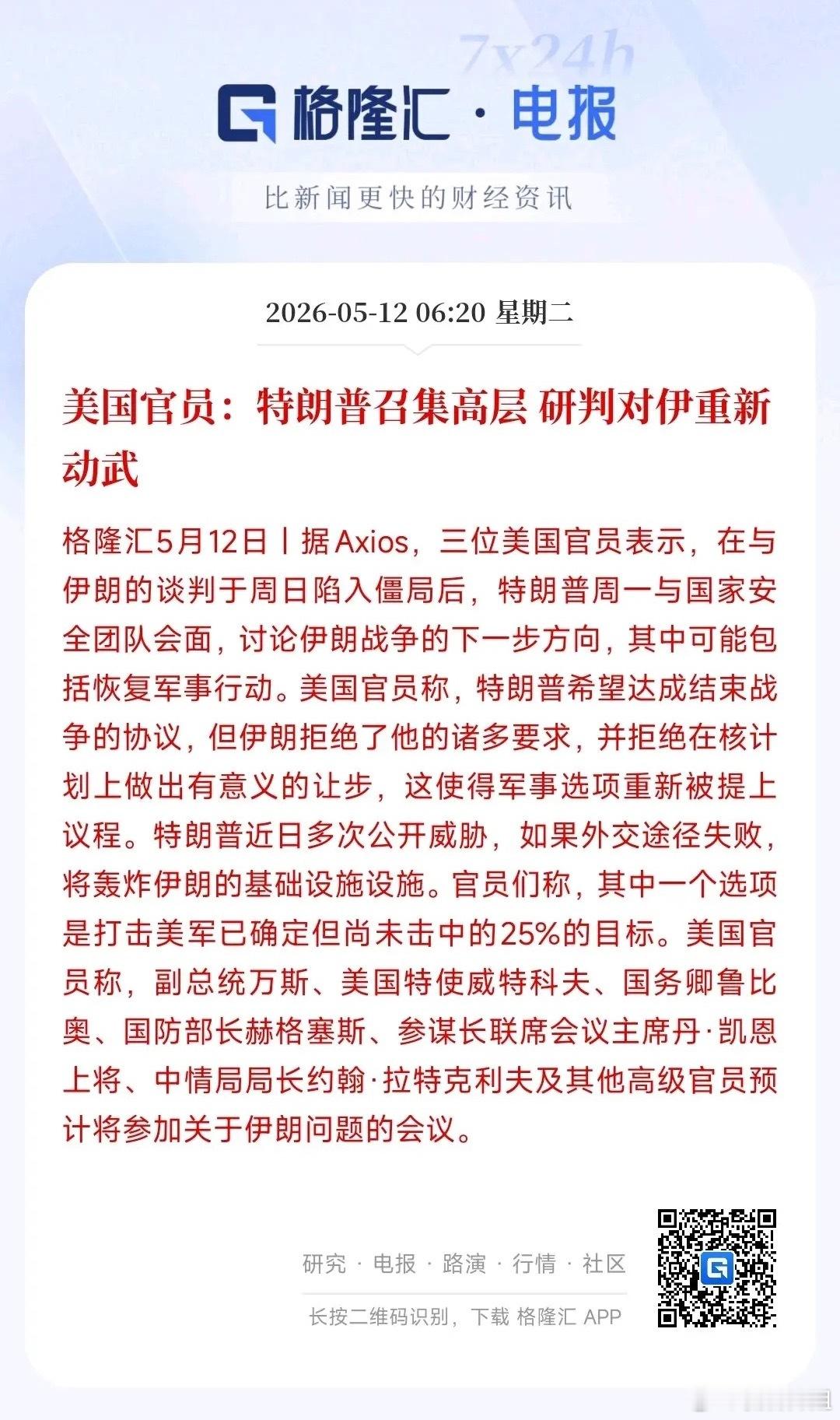 美伊谈崩了，特朗普考虑再次采取军事行动特朗普急了，周一召集核心高官开会，商量要不